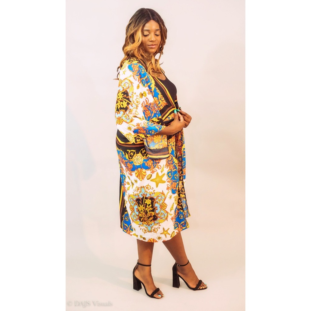 Light Weight Nautical Print Kimono Perfect For and Summer Vacation